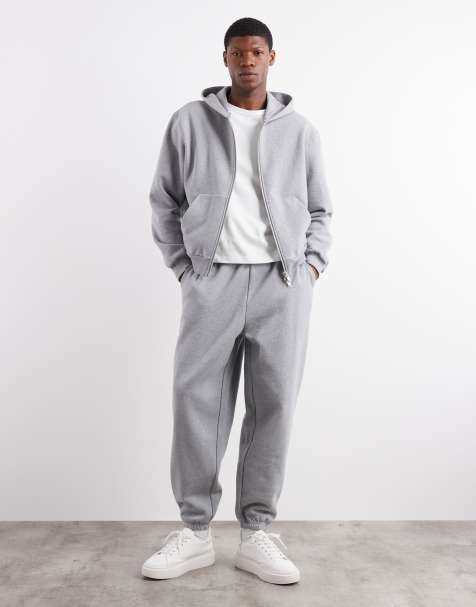 ASOS DESIGN premium heavyweight relaxed jogger in 400gsm in grey marl 