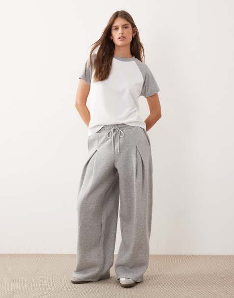 ASOS DESIGN – Szare melanżowe joggersy barrel ze szczotkowanym wykończeniem wewnątrz, część zestawu - view 1