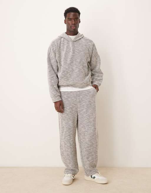 ASOS DESIGN – Szare melanżowe joggersy o bardzo luźnym kroju z grubego materiału, część zestawu