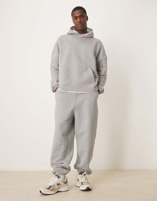 ASOS DESIGN – Szare melanżowe joggersy oversize premium, o gramaturze 650 g/m², część zestawu