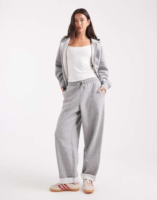 ASOS DESIGN – Szare melanżowe joggersy oversize z wywijanymi mankietami i szczotkowanym wykończeniem od spodu