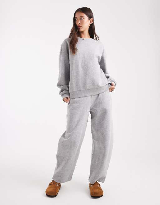 ASOS DESIGN – Szare melanżowe joggersy z baryłkowymi nogawkami ze szczotkowanym wykończeniem od spodu