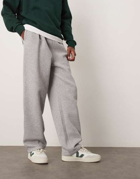 ASOS DESIGN wide leg joggers with pinched hem in grey marl