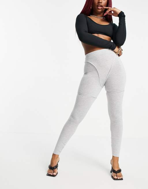 ASOS Design – Szare melanżowe legginsy z ozdobnym szwem, 4 z 4