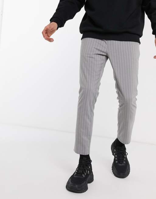  ASOS DESIGN – Szary komplet w prążki z kwadratowymi kieszeniami, 3 z 3