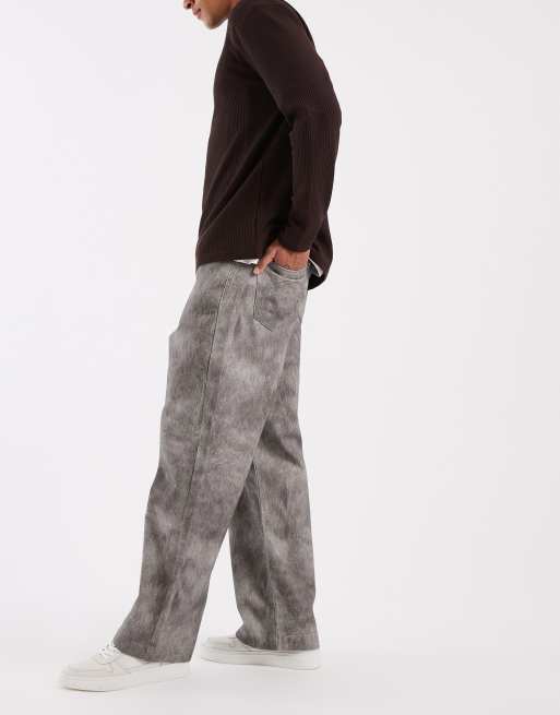 ASOS DESIGN – Szare spodnie baggy z rozmytym wzorem, 3 z 5