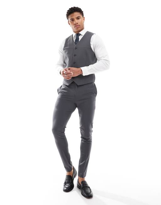 ASOS DESIGN – Szare spodnie garniturowe o bardzo obcisłym kroju