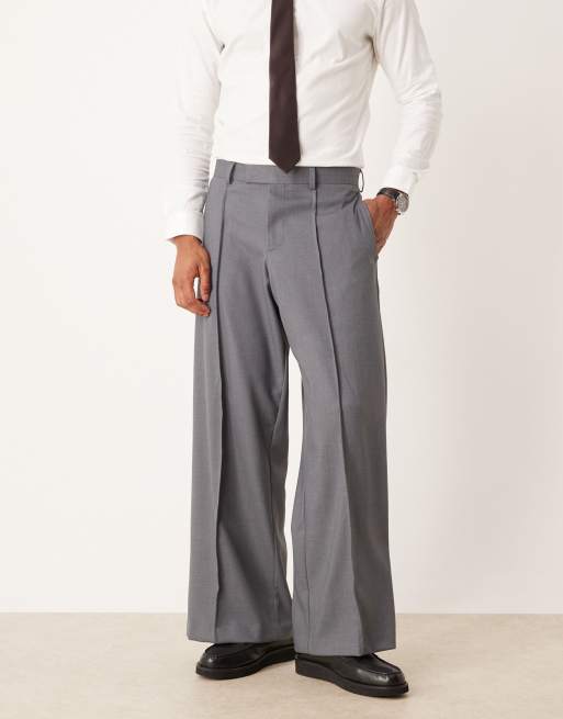 ASOS DESIGN – Szare spodnie garniturowe o luźnym kroju z diagonalu, 2 z 5