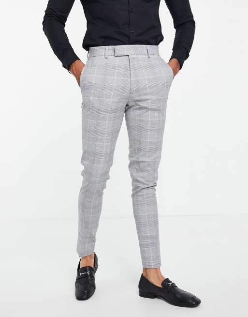 ASOS DESIGN – Szare spodnie garniturowe o obcisłym kroju w kratę księcia Walii