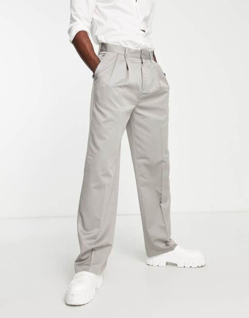 ASOS DESIGN – Szare spodnie z szerokimi nogawkami