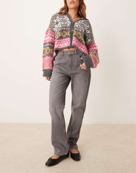 ASOS DESIGN – Szare sprane jeansy o prostym kroju w stylu lat 90. - view 1