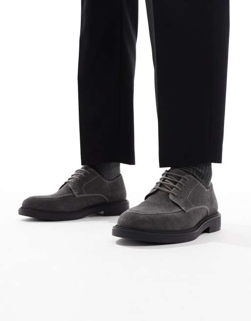 ASOS DESIGN – Szare sznurowane zamszowe buty z obszyciem, 4 z 4