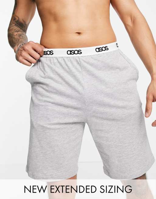 ASOS DESIGN – Szare szorty od piżamy w stylu lounge z logo marki na elastycznym pasie