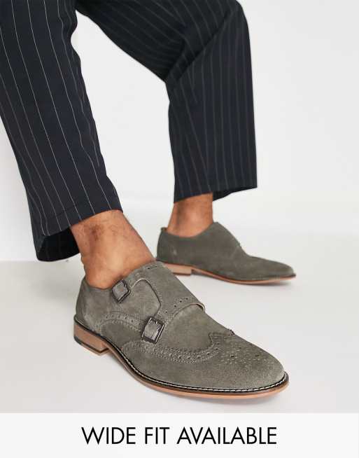 ASOS DESIGN – Szare zamszowe monki z zapięciem na dwie klamry