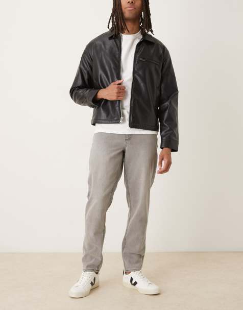 ASOS DESIGN tapered jeans in washed grey