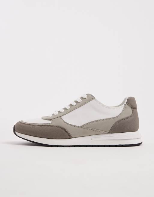 ASOS DESIGN – Szaro-białe sznurowane buty sportowe ze wstawkami, 2 z 5