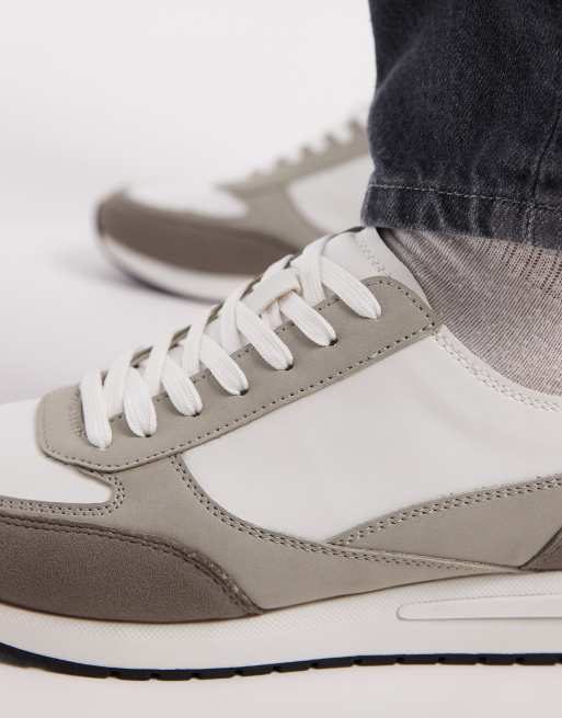 ASOS DESIGN – Szaro-białe sznurowane buty sportowe ze wstawkami, 4 z 5