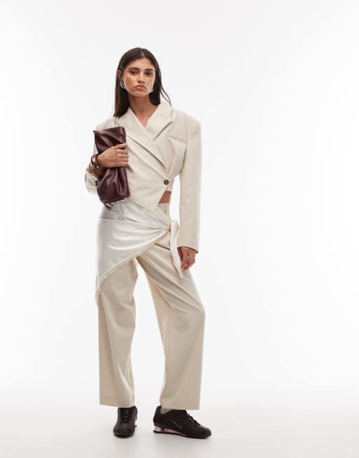 ASOS DESIGN – Szarobeżowa asymetryczna marynarka, część zestawu, 2 z 4