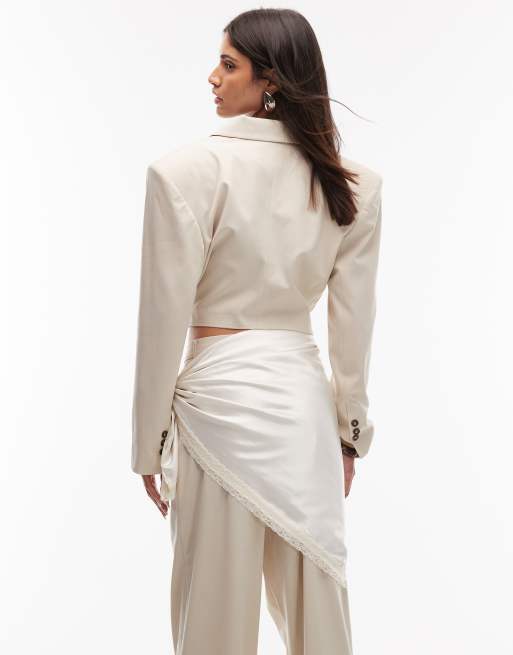ASOS DESIGN – Szarobeżowa asymetryczna marynarka, część zestawu, 3 z 4