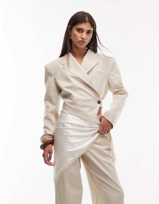 ASOS DESIGN – Szarobeżowa asymetryczna marynarka, część zestawu, 4 z 4
