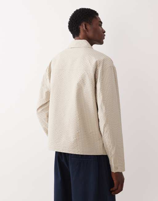 ASOS DESIGN – Szarobeżowa fakturowana kurtka Harrington, 4 z 5