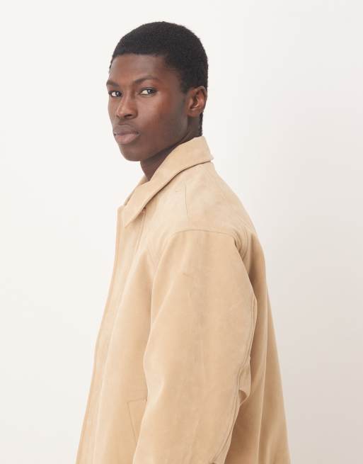 ASOS DESIGN – Szarobeżowa kurtka bomberka z imitacji zamszu, 4 z 5