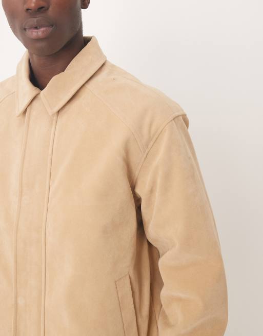 ASOS DESIGN – Szarobeżowa kurtka bomberka z imitacji zamszu, 5 z 5