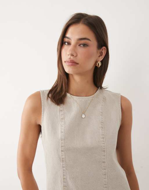 ASOS DESIGN – Szarobeżowa sukienka o prostym kroju, 3 z 4