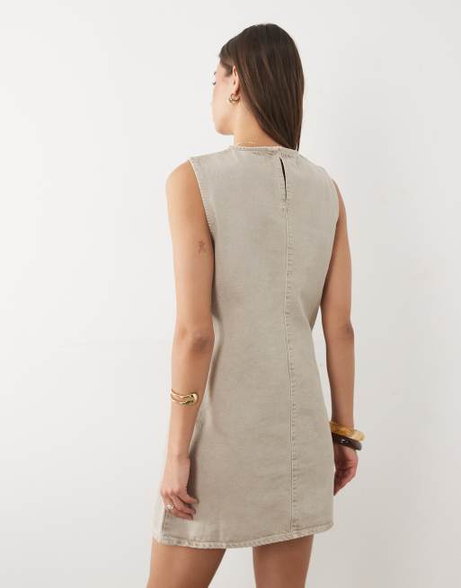 ASOS DESIGN – Szarobeżowa sukienka o prostym kroju, 4 z 4