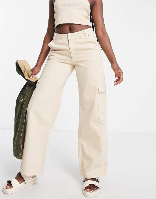 ASOS DESIGN – Szarobeżowe bojówki jeansowe