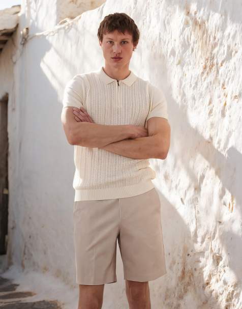 ASOS DESIGN – Szarobeżowe dopasowane szorty chinosy o regularnym kroju z mieszanki bawełny - view 1