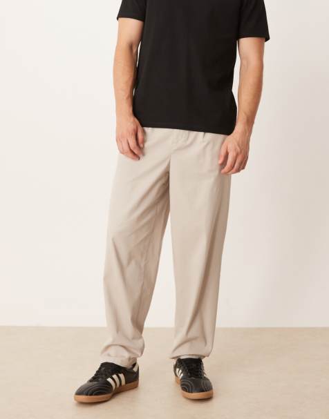 ASOS DESIGN carrot fit smart chino trousers in stone
