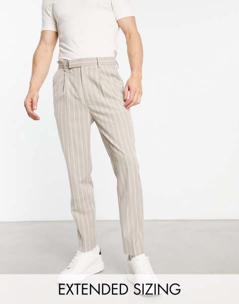 ASOS DESIGN – Szarobeżowe eleganckie spodnie o zwężanym kroju w prążki - view 1