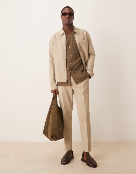 ASOS DESIGN smart co-ord tapered trousers in stone rib