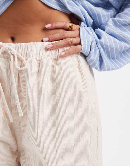 ASOS DESIGN – Szarobeżowe joggersy sztruksowe z szerokimi nogawkami, 4 z 5