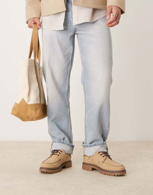 ASOS DESIGN – Szarobeżowe sznurowane buty żeglarskie, 2 z 4