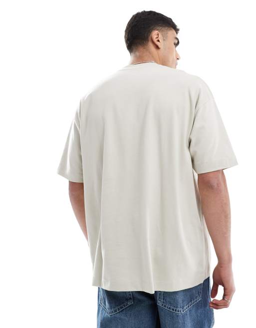 ASOS DESIGN – Szarobeżowy gruby T-shirt oversize , 3 z 4