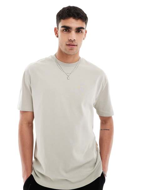 ASOS DESIGN – Szarobeżowy luźny T-shirt o gramaturze 240 g/m² - view 1
