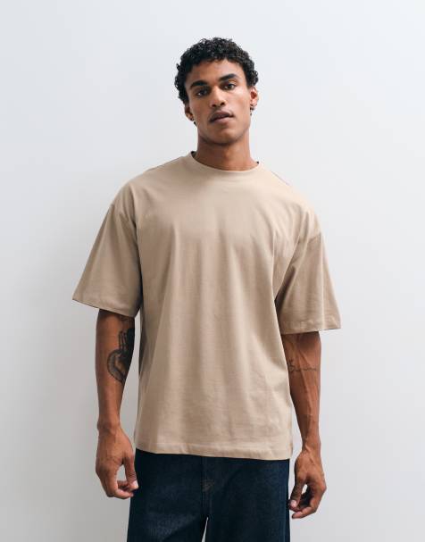 ASOS DESIGN – Szarobeżowy T-shirt basic oversize - view 1
