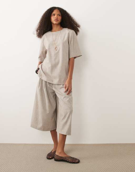 ASOS DESIGN – Szarobeżowy T-shirt oversize o krzyżowym splocie, 3 z 4