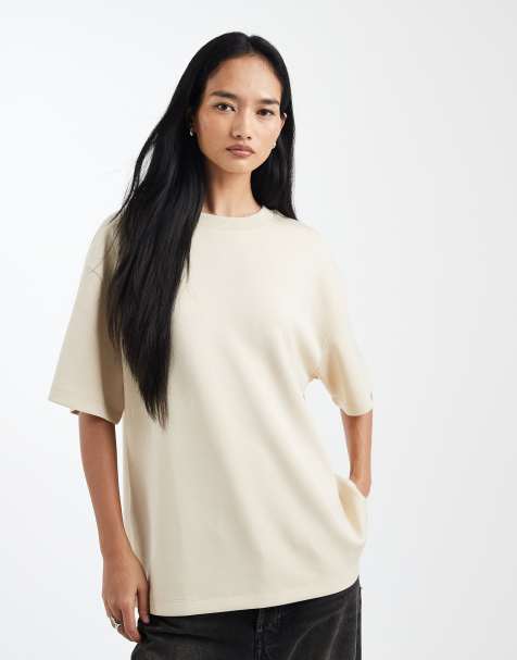 ASOS DESIGN – Szarobeżowy T-shirt oversize z miękkiego materiału cupro - view 1