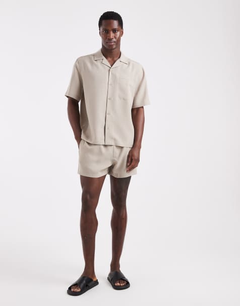 ASOS DESIGN – Szarobeżowy zestaw z materiału o wyglądzie lnu - view 1