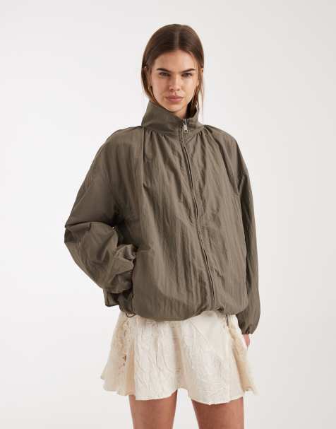 ASOS DESIGN – Szarobrązowa kurtka dresowa oversize z dołem typu bombka - view 1