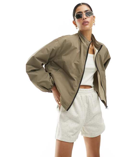 ASOS DESIGN – Szarobrązowa kurtka wiatrówka z polarową podszewką