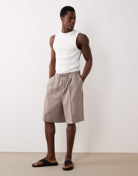 ASOS DESIGN – Szarobrązowe dopasowane wciągane szorty bermudy - view 1