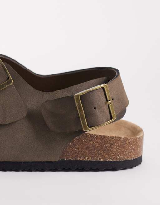 ASOS DESIGN – Szarobrązowe sandały z trzema paskami i klamrami, 4 z 4
