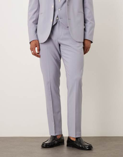 ASOS DESIGN – Szarofioletowe dopasowane spodnie garniturowe, 2 z 5
