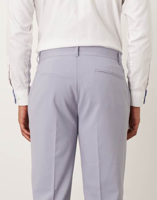 ASOS DESIGN – Szarofioletowe dopasowane spodnie garniturowe, 4 z 5