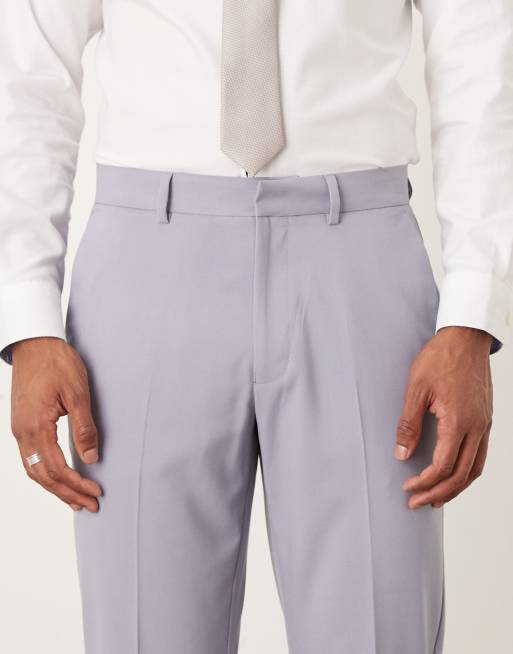 ASOS DESIGN – Szarofioletowe dopasowane spodnie garniturowe, 5 z 5