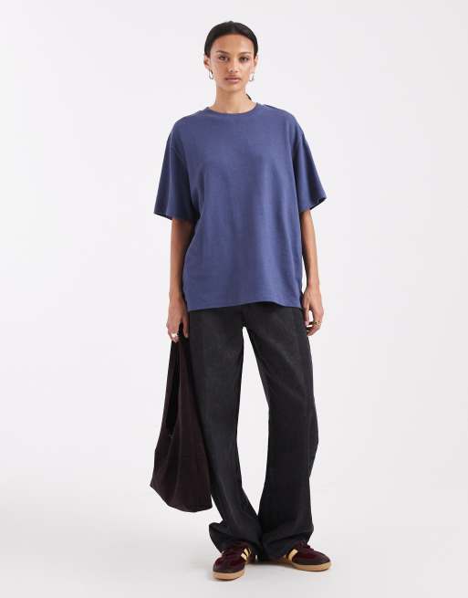 ASOS DESIGN – Szaroniebieski T-shirt oversize z fakturowanego dżerseju, 2 z 4